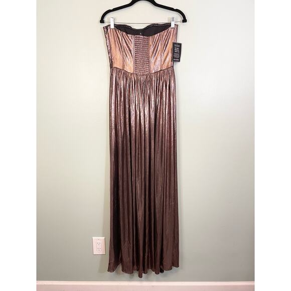 Retrofete Women's Metallic Pink Tube Jaden Strapless Party Dress Gown Small NWT - Picture 2 of 12
